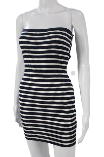 Edikted Women Bodycon Strapless Knee Length Blue Rayon Dress Size S