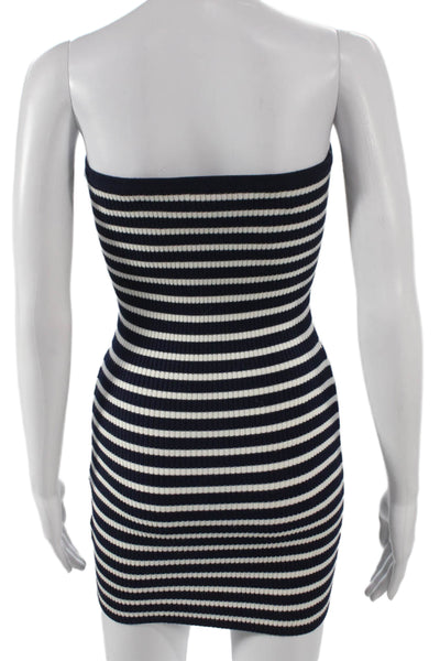 Edikted Women Bodycon Strapless Knee Length Blue Rayon Dress Size S