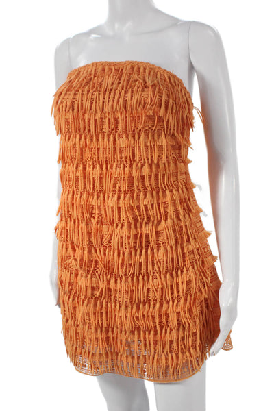 Let Me Be Women Shift Dress Orange Square Neck Sleeveless Zip Polyester Size XS