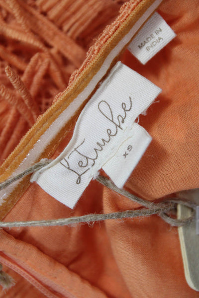 Let Me Be Women Shift Dress Orange Square Neck Sleeveless Zip Polyester Size XS