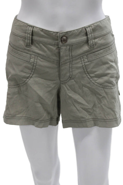 Athleta Womens Athletic Nylon Zip Shorts Green Size 2