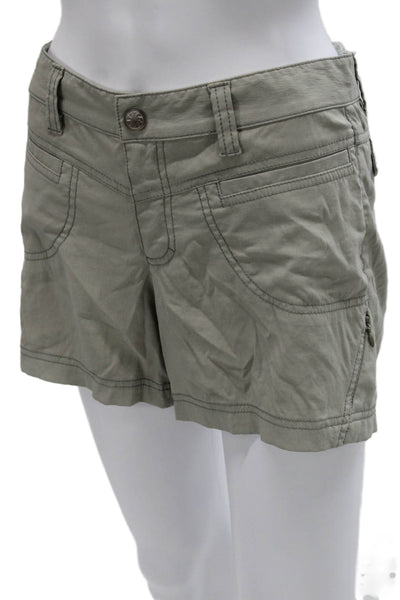 Athleta Womens Athletic Nylon Zip Shorts Green Size 2