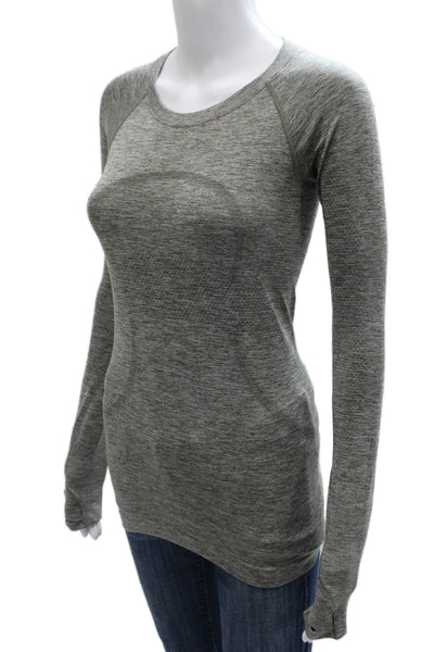 Lululemon Womens Textured Crew Neck Long Sleeve Active Top Heather Gray Size 4