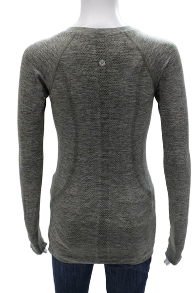 Lululemon Womens Textured Crew Neck Long Sleeve Active Top Heather Gray Size 4