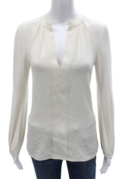 Charlotte Brody Women Tunic Blouse V-Neck Long Sleeve Ivory Polyester Size XS