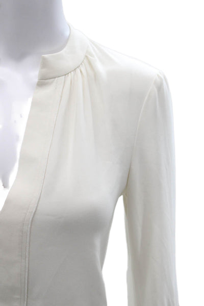 Charlotte Brody Women Tunic Blouse V-Neck Long Sleeve Ivory Polyester Size XS