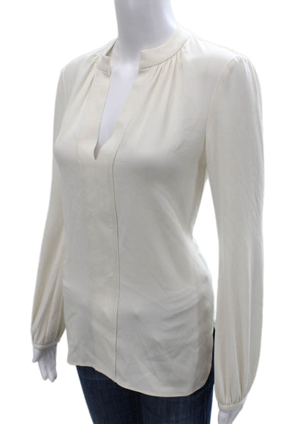 Charlotte Brody Women Tunic Blouse V-Neck Long Sleeve Ivory Polyester Size XS