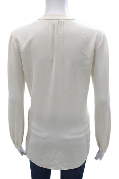 Charlotte Brody Women Tunic Blouse V-Neck Long Sleeve Ivory Polyester Size XS