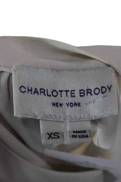 Charlotte Brody Women Tunic Blouse V-Neck Long Sleeve Ivory Polyester Size XS