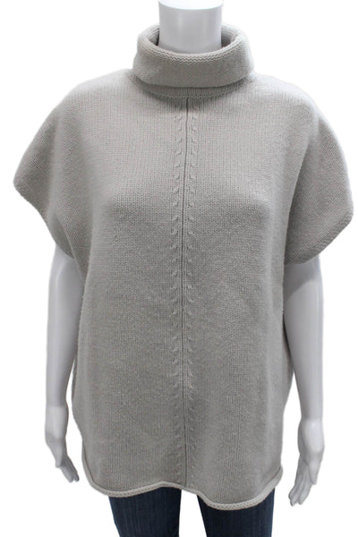 Allude Womens Gray Virgin Wool Cowl Neck Short Sleeve Pullover Sweater Size L