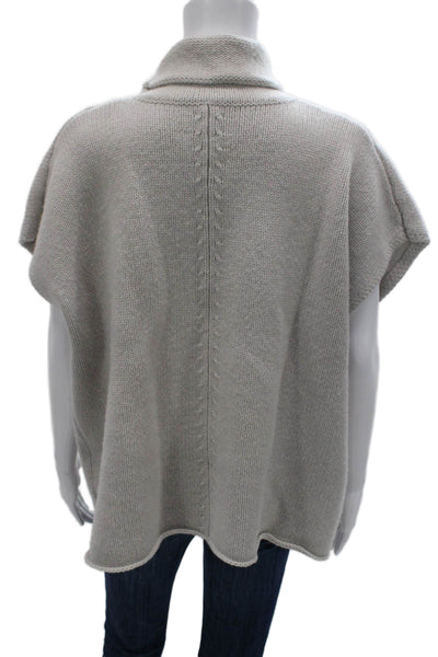 Allude Womens Gray Virgin Wool Cowl Neck Short Sleeve Pullover Sweater Size L