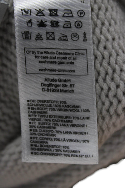 Allude Womens Gray Virgin Wool Cowl Neck Short Sleeve Pullover Sweater Size L