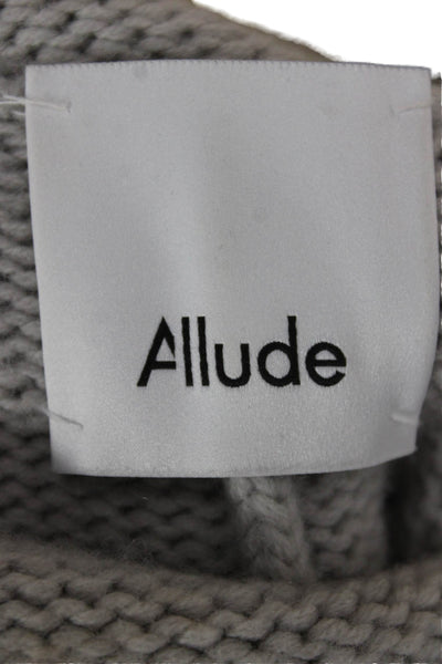 Allude Womens Gray Virgin Wool Cowl Neck Short Sleeve Pullover Sweater Size L