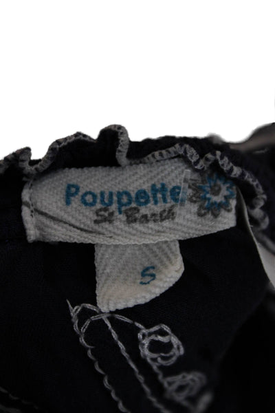 Poupette St. Barth Women Blue Viscose Shift Dress Square Neck 3/4 Sleeve Size S