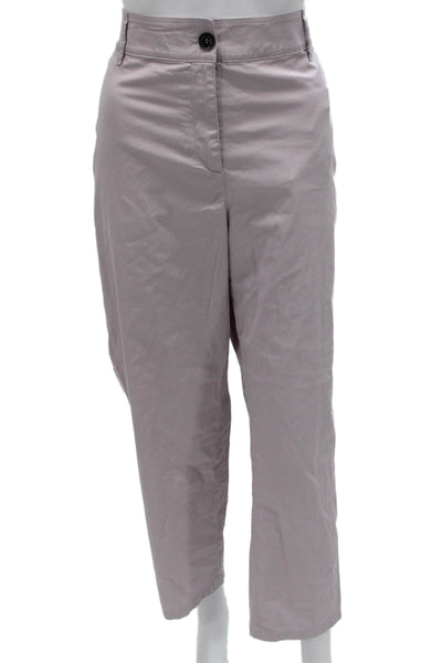 Marccain Women Cropped Purple Cotton Solid Button Pants Size 7