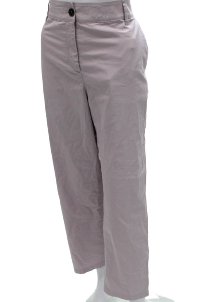 Marccain Women Cropped Purple Cotton Solid Button Pants Size 7