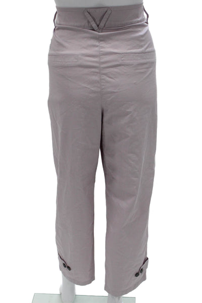 Marccain Women Cropped Purple Cotton Solid Button Pants Size 7