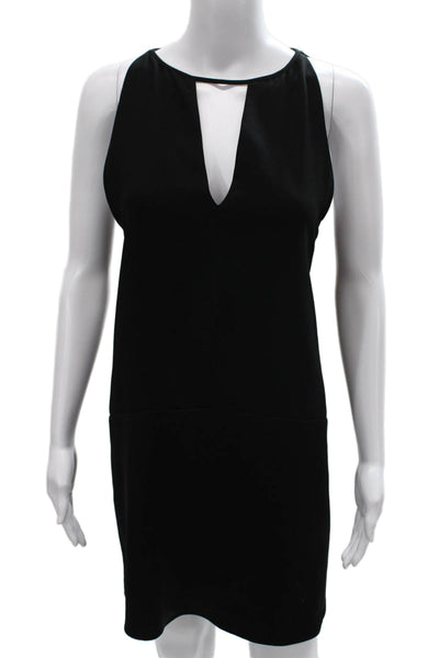 Parker Womens Shift Dress Black V-Neck Sleeveless Knee Length Polyester Size M