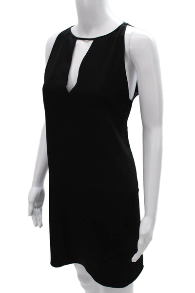 Parker Womens Shift Dress Black V-Neck Sleeveless Knee Length Polyester Size M