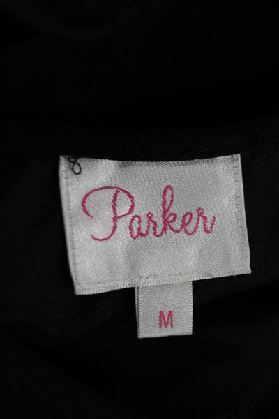 Parker Womens Shift Dress Black V-Neck Sleeveless Knee Length Polyester Size M