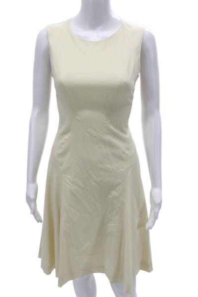 Prabal Gurung Womens Ivory A-Line Wool Sleeveless Zip Round Neck Dress Size 4