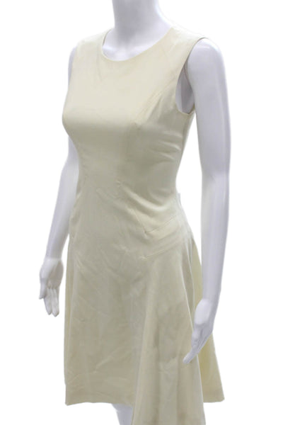 Prabal Gurung Womens Ivory A-Line Wool Sleeveless Zip Round Neck Dress Size 4