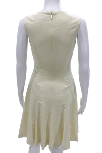 Prabal Gurung Womens Ivory A-Line Wool Sleeveless Zip Round Neck Dress Size 4