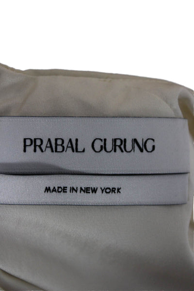Prabal Gurung Womens Ivory A-Line Wool Sleeveless Zip Round Neck Dress Size 4