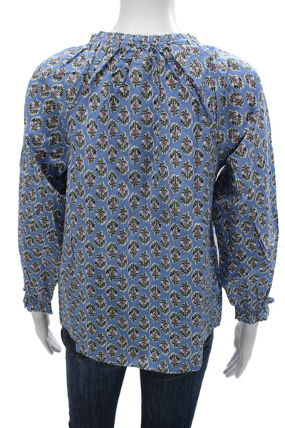 J Crew Womens Tunic Blouse Blue V Neck Long Sleeve Petite Size S