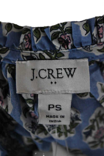 J Crew Womens Tunic Blouse Blue V Neck Long Sleeve Petite Size S