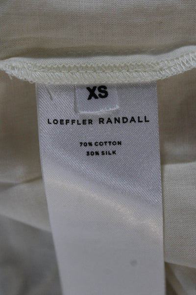 Loeffler Randall Womens Floral Cotton Scoop Neck 3/4 Sleeve Blouse Size XS