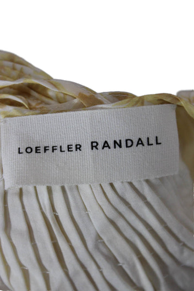 Loeffler Randall Womens Floral Cotton Scoop Neck 3/4 Sleeve Blouse Size XS