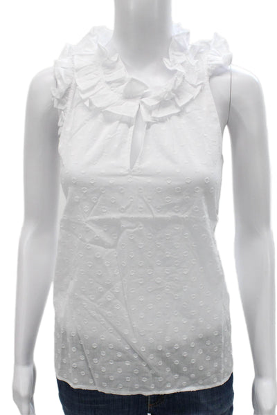 J Crew Womens Sleeveless Polka Dot Cotton Blouse White Size 4 Petite