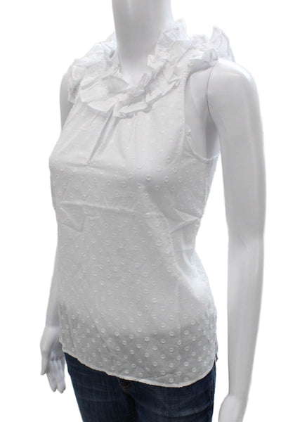 J Crew Womens Sleeveless Polka Dot Cotton Blouse White Size 4 Petite