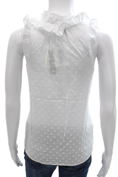 J Crew Womens Sleeveless Polka Dot Cotton Blouse White Size 4 Petite