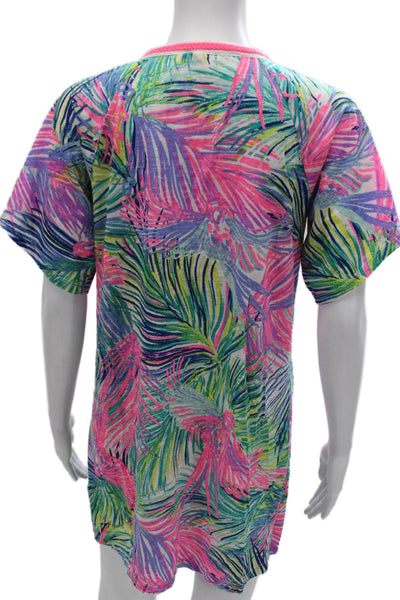 Lilly Pulitzer Womens Kaftan Dress Multi Floral V-Neck Short Sleeve Size XS