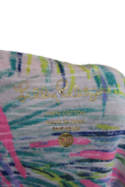 Lilly Pulitzer Womens Kaftan Dress Multi Floral V-Neck Short Sleeve Size XS