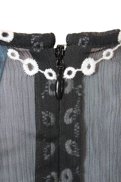 CeCe Womens Black Shift Dress Short Sleeve Round Neck Zip Size XS