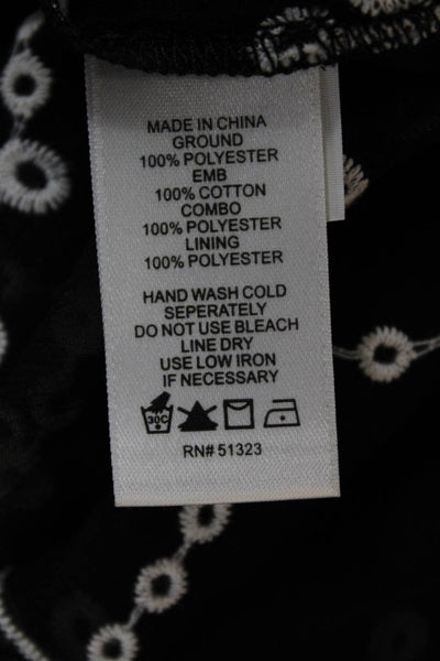 CeCe Womens Black Shift Dress Short Sleeve Round Neck Zip Size XS