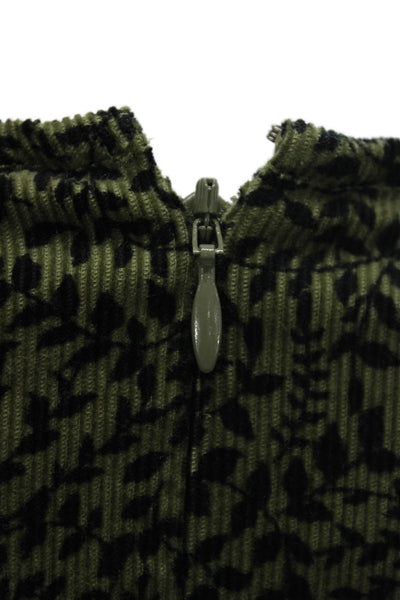 Boden Women Shift Floral Green Cotton Dress Long Sleeve Petite Size 6