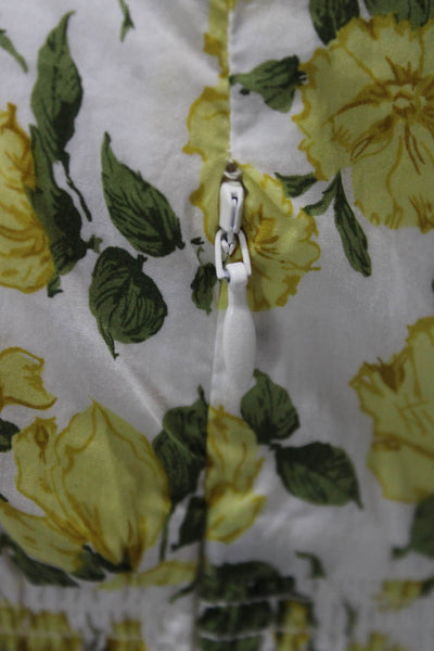 J Crew Womens Sundress White Cotton Sq Neck Floral Zip Sleeveless Long Size 0