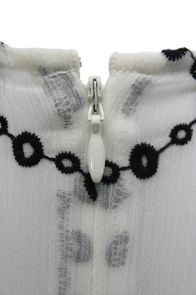 CeCe Womens Shift Dress White Short Sleeve Round Neck Geometric Size XS