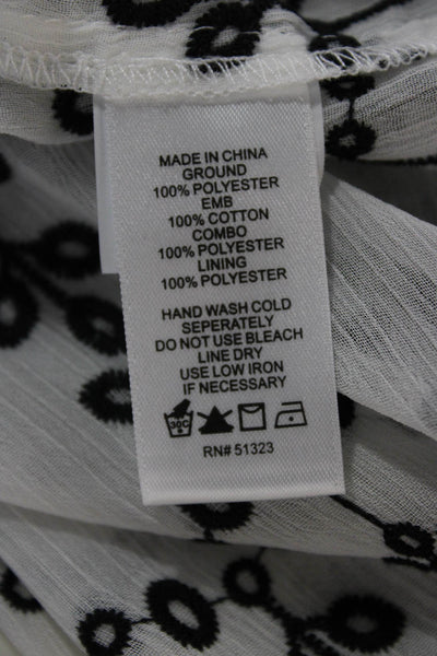 CeCe Womens Shift Dress White Short Sleeve Round Neck Geometric Size XS