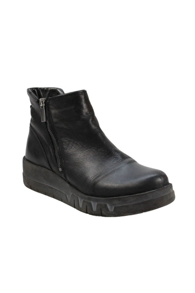 Miz Mooz Womens Leather Side Zipper Ankle Boots Black Size 41 11