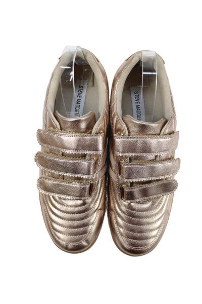 Steve Madden Womens Leather Low Top Macer Sneakers Rose Gold Size 10 Medium