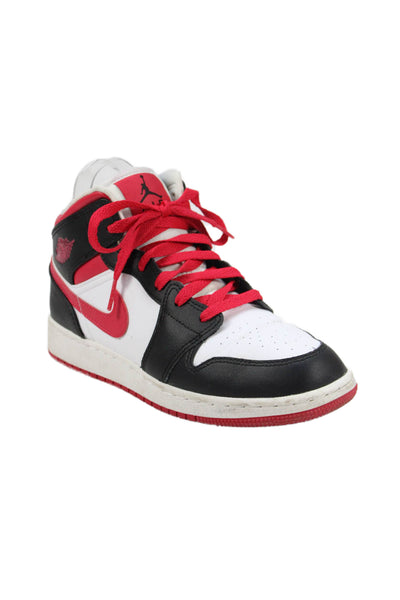 Nike Childrens Boys Air Jordan Mid GS Very Berry Sneakers Black Red Size 6.5