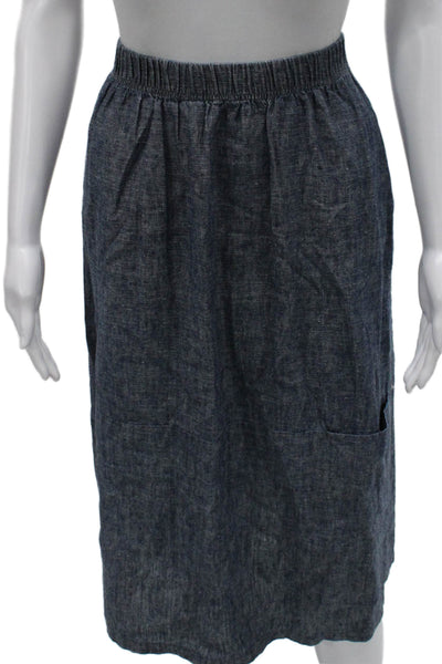 Eileen Fisher Women Blue Hemp Pencil Skirt Knee Length Size M