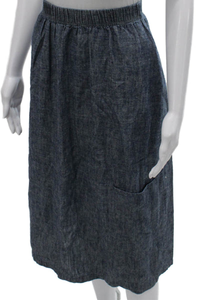 Eileen Fisher Women Blue Hemp Pencil Skirt Knee Length Size M