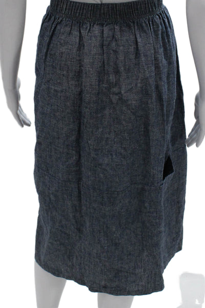Eileen Fisher Women Blue Hemp Pencil Skirt Knee Length Size M