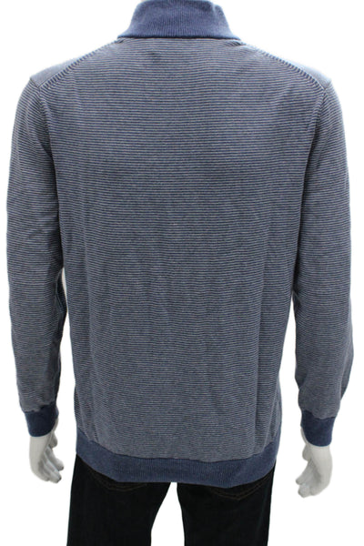 Vineyard Vines Mens Blue Striped Mock Neck Merino Pullover Long Sleeve Size XL